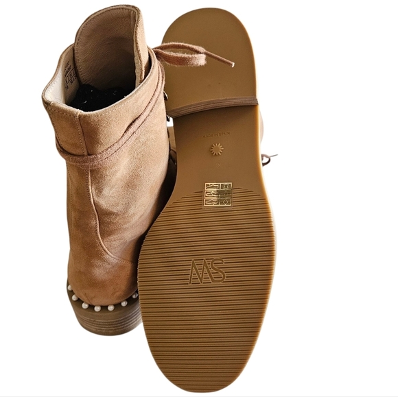 Stuart Weitzman Allie Suede Feminine Casual Leather Pearls Camel Boots Size 8. - Picture 7 of 10